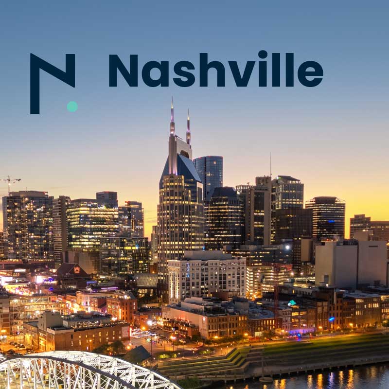 A skyline view of Nashville representing the NHCA Nashville chapter.